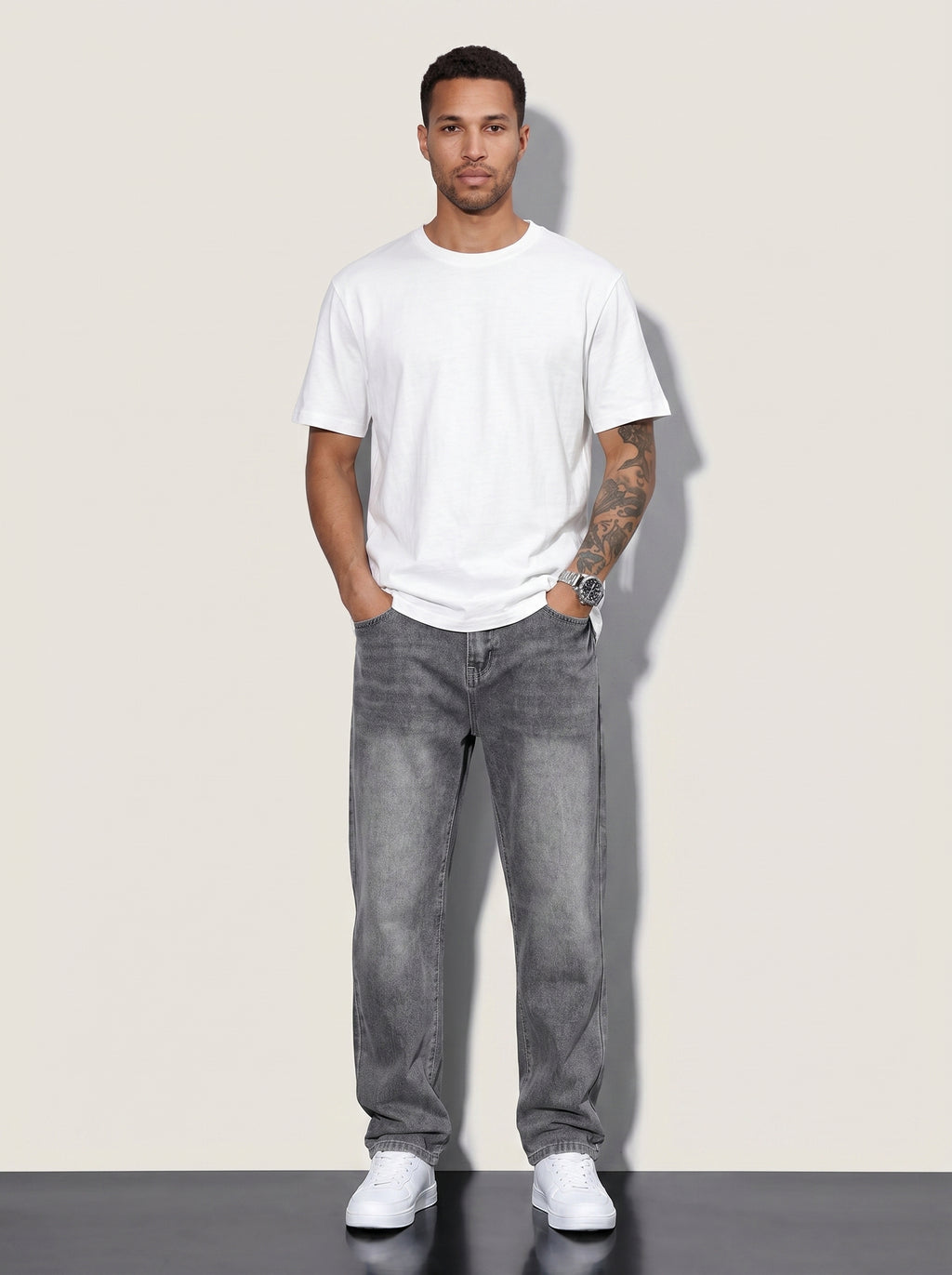 Marco | Relaxed Fit Straight Leg Washed Denim Jeans