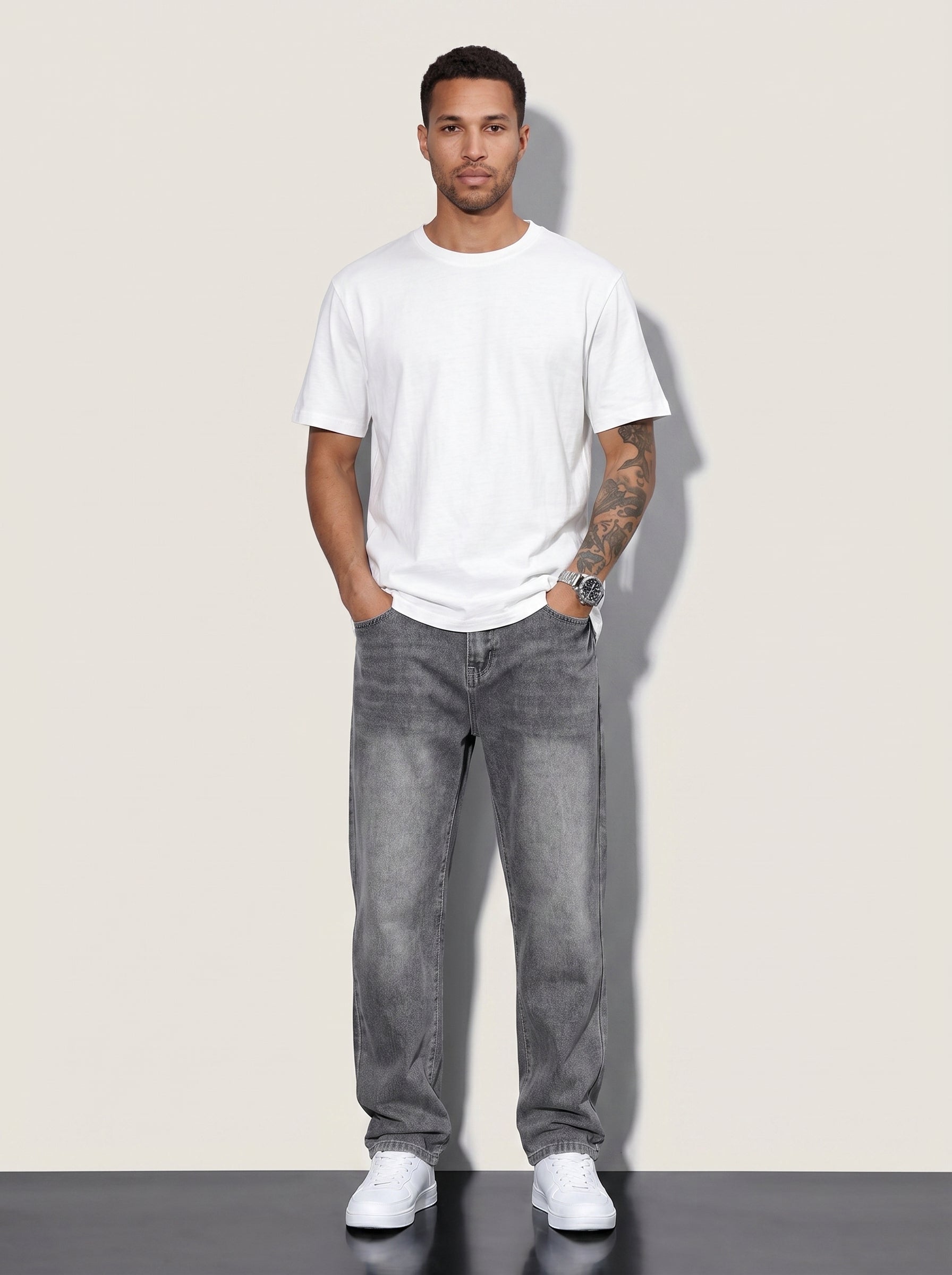 Marco | Relaxed Fit Straight Leg Washed Denim Jeans