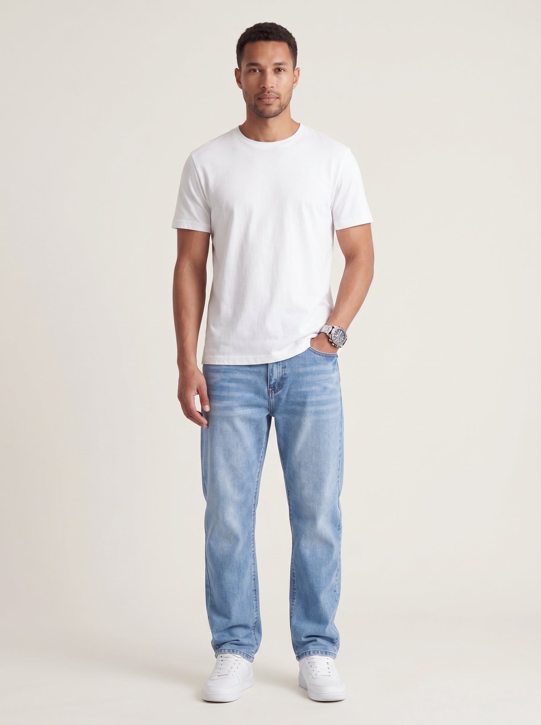 Marco | Relaxed Fit Straight Leg Washed Denim Jeans