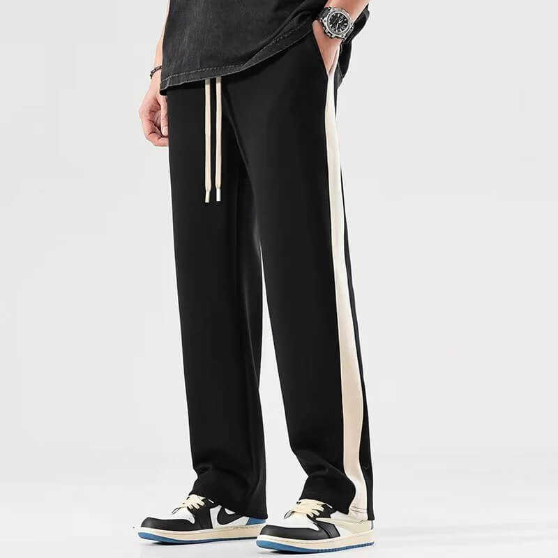 Men’s Relaxed Fit Colorblock Straight-Leg Pants – Lightweight Casual Wide Trousers