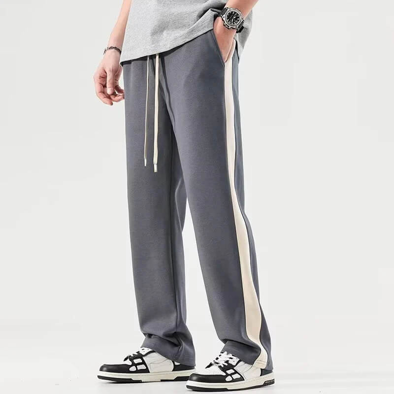Men’s Relaxed Fit Colorblock Straight-Leg Pants – Lightweight Casual Wide Trousers