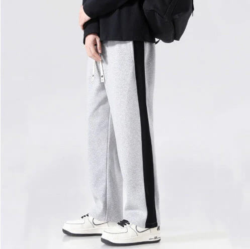 Men’s Relaxed Fit Colorblock Straight-Leg Pants – Lightweight Casual Wide Trousers