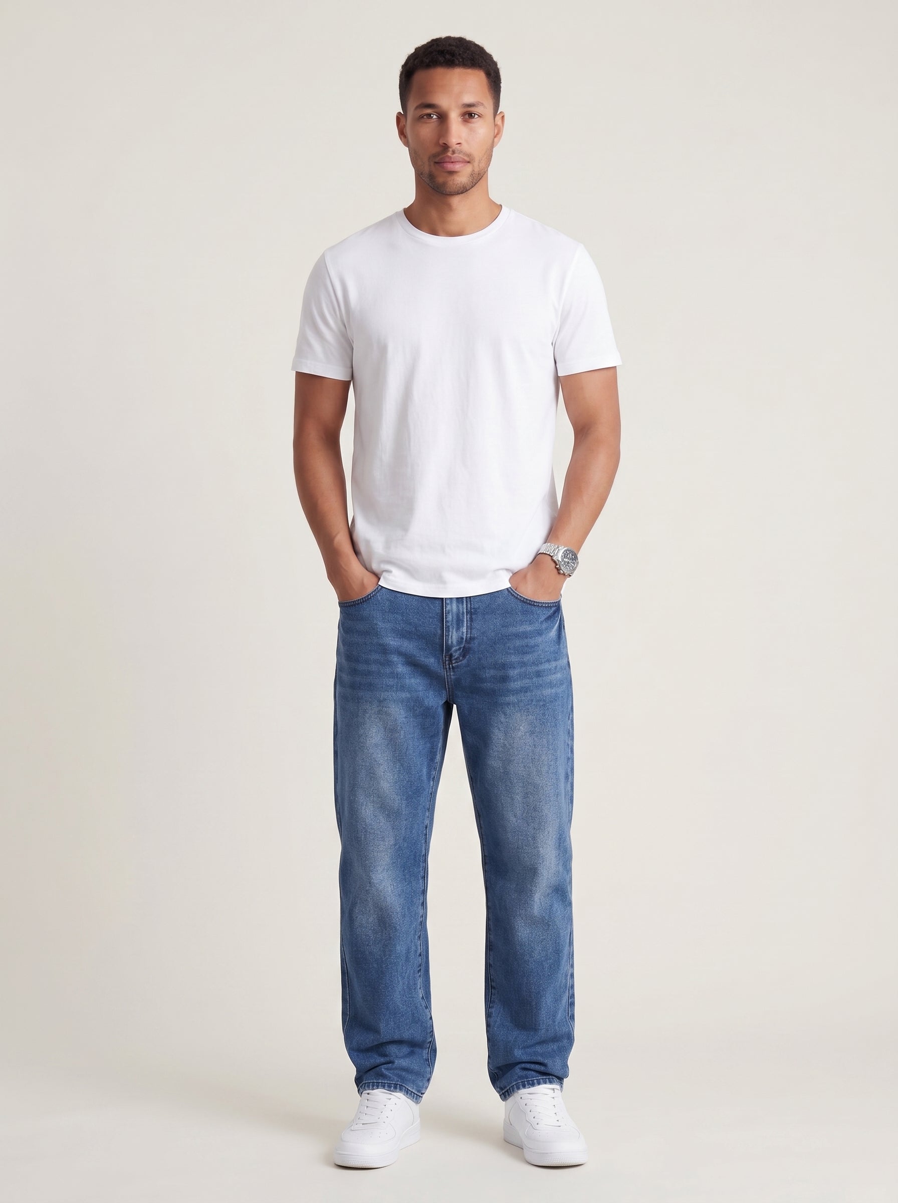 Marco | Relaxed Fit Straight Leg Washed Denim Jeans