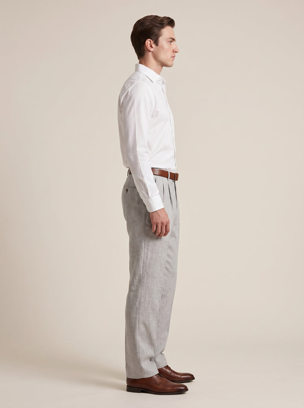 Men's White Linen Wide Leg Trousers – Relaxed Fit Pleated Pants with Pockets